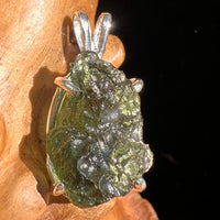 Raw Moldavite Pendant Sterling Silver #6439