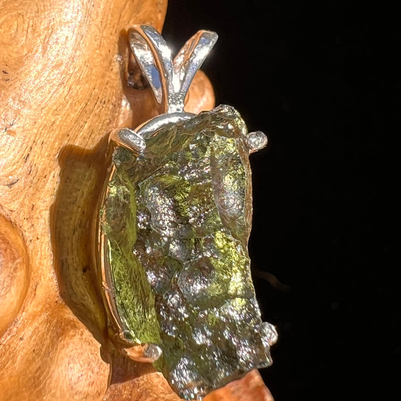 Raw Moldavite Pendant Sterling Silver #6440