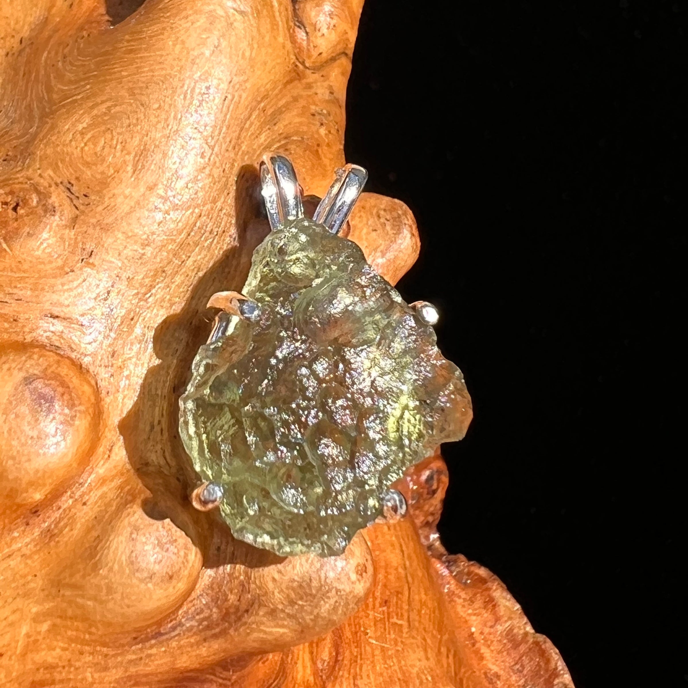 Raw Moldavite Pendant Sterling Silver #6444