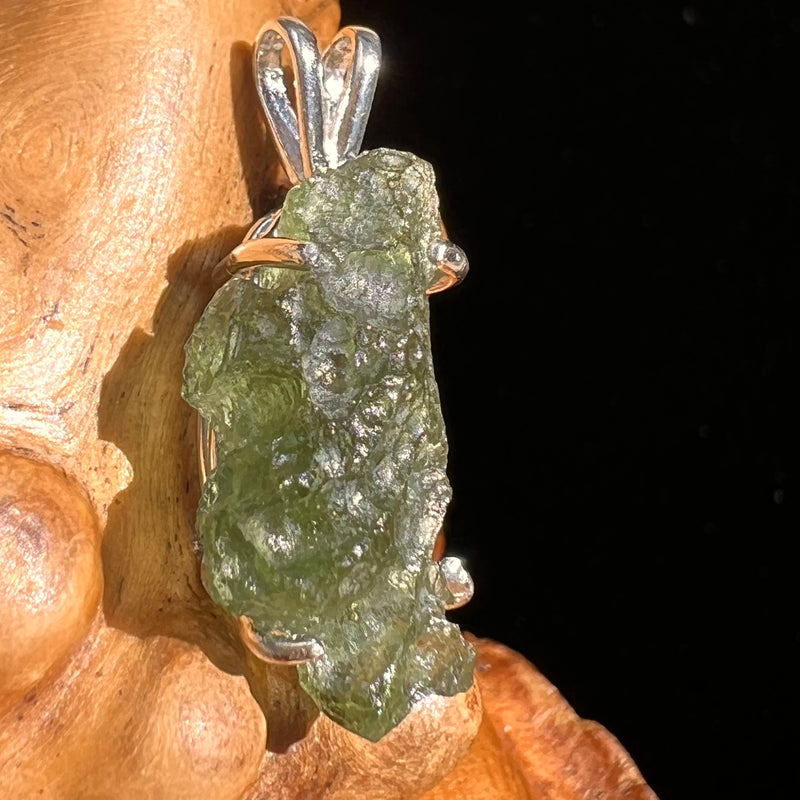 Raw Moldavite Pendant Sterling Silver #6445