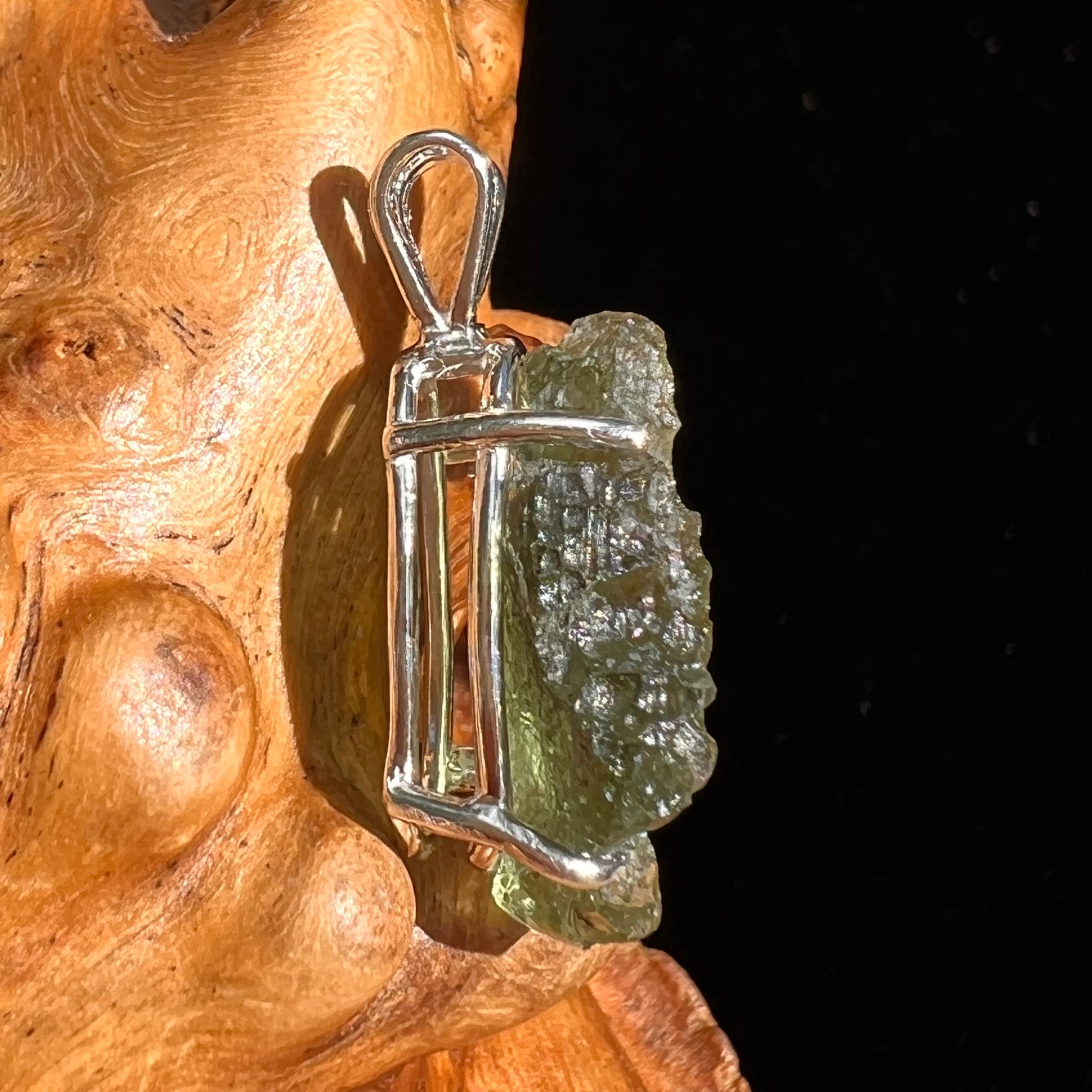 Raw Moldavite Pendant Sterling Silver #6445