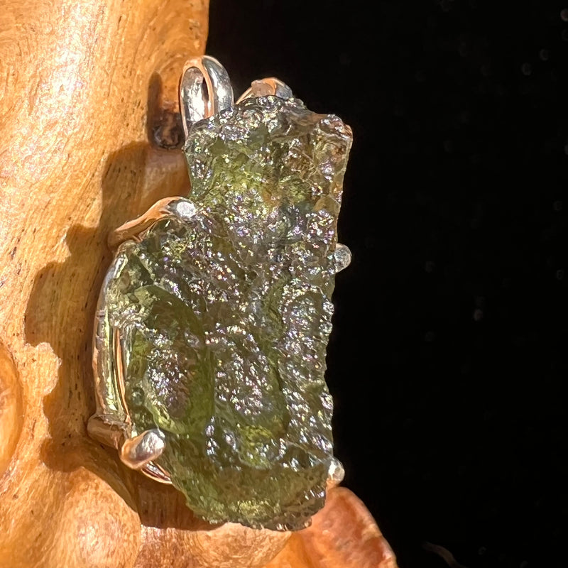 Raw Moldavite Pendant Sterling Silver #6447