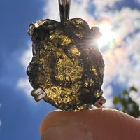 Raw Moldavite Pendant Sterling Silver #6587