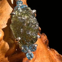 Moldavite & Swiss Blue Topaz Pendant Sterling #6653