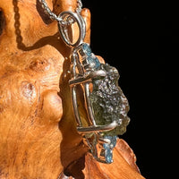 Moldavite & Swiss Blue Topaz Pendant Sterling #6653