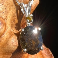 Raw Diamond & Faceted Moldavite Pendant Sterling #7879-Moldavite Life