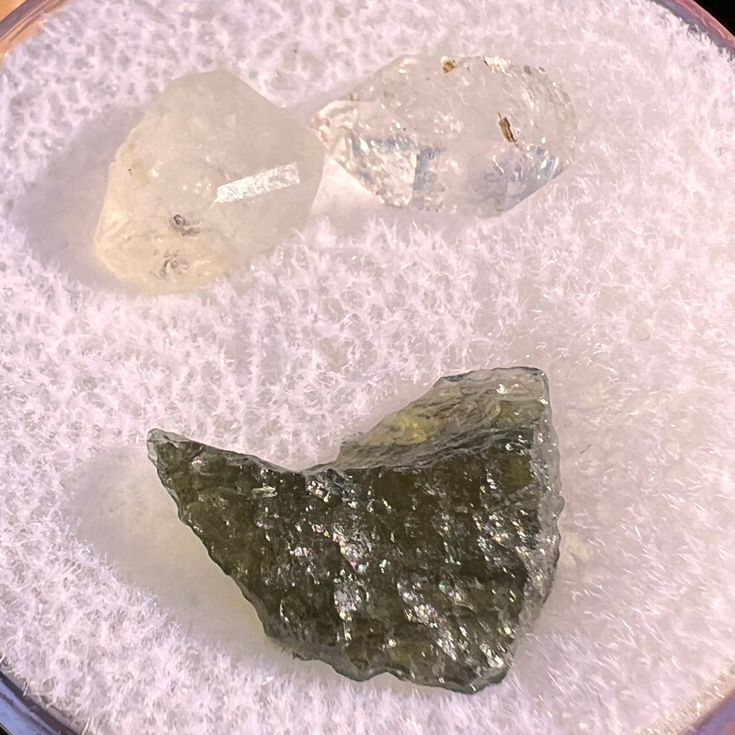 Moldavite, Phenakite, & Herkimer Diamond #60