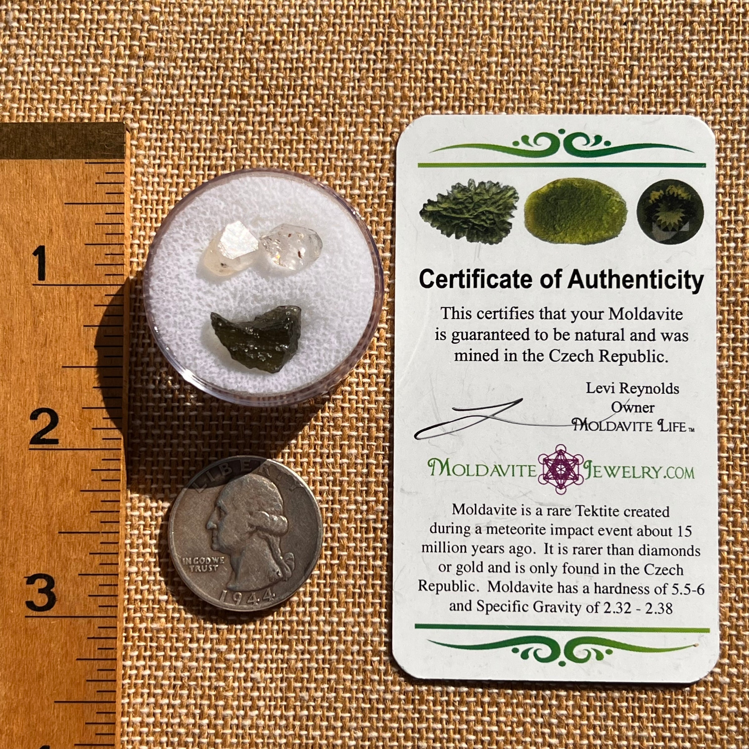 Moldavite, Phenakite, & Herkimer Diamond #60