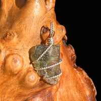 Moldavite Wire Wrapped Pendant Sterling Silver #5677
