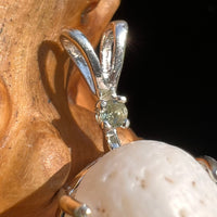 White Sheba Stone & Moldavite Pendant Sterling Silver #2848