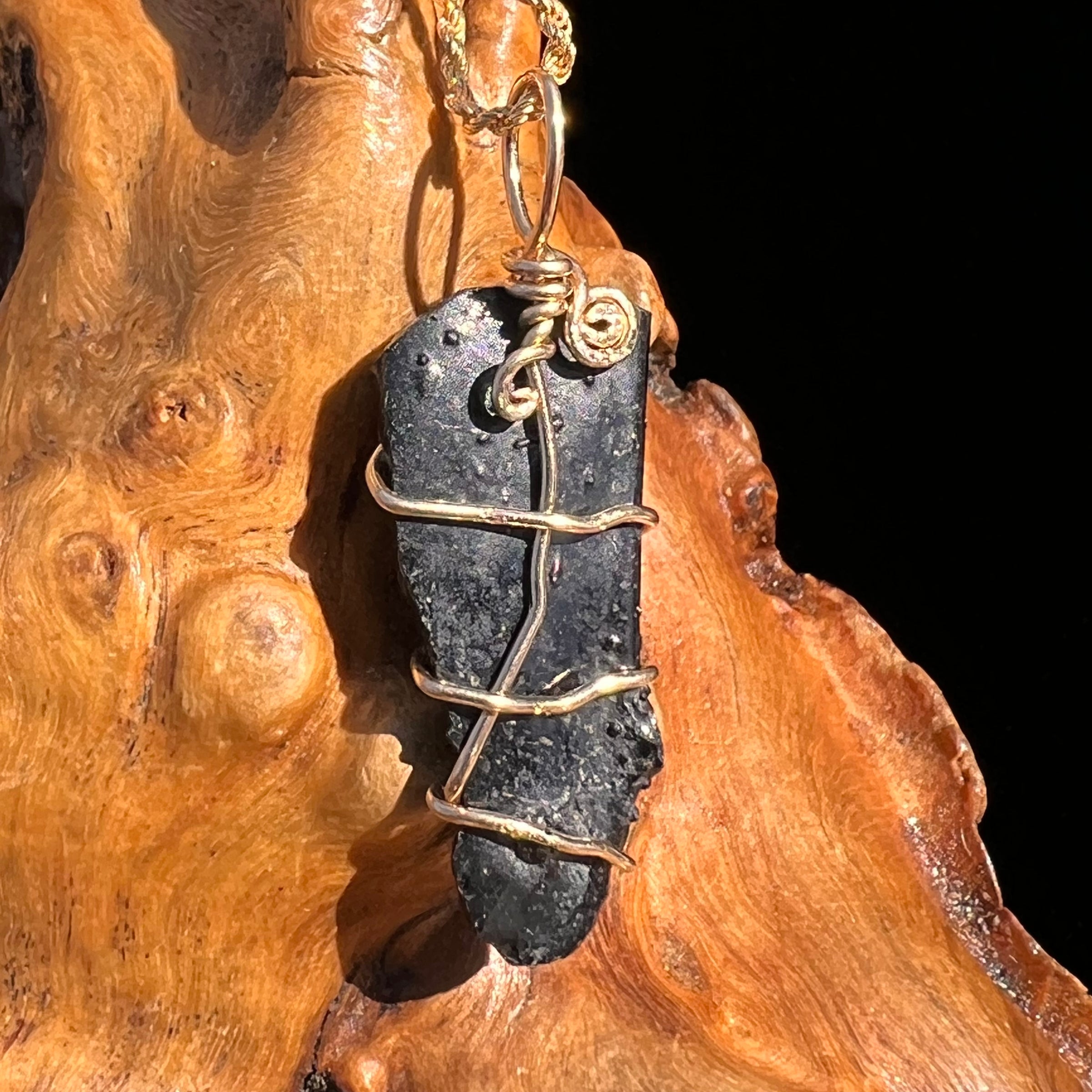 Irgizite Wire Wrapped Pendant 14k GF #8317-Moldavite Life