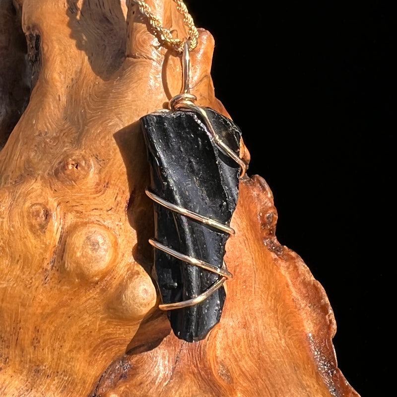 Irgizite Wire Wrapped Pendant 14k GF #8317-Moldavite Life