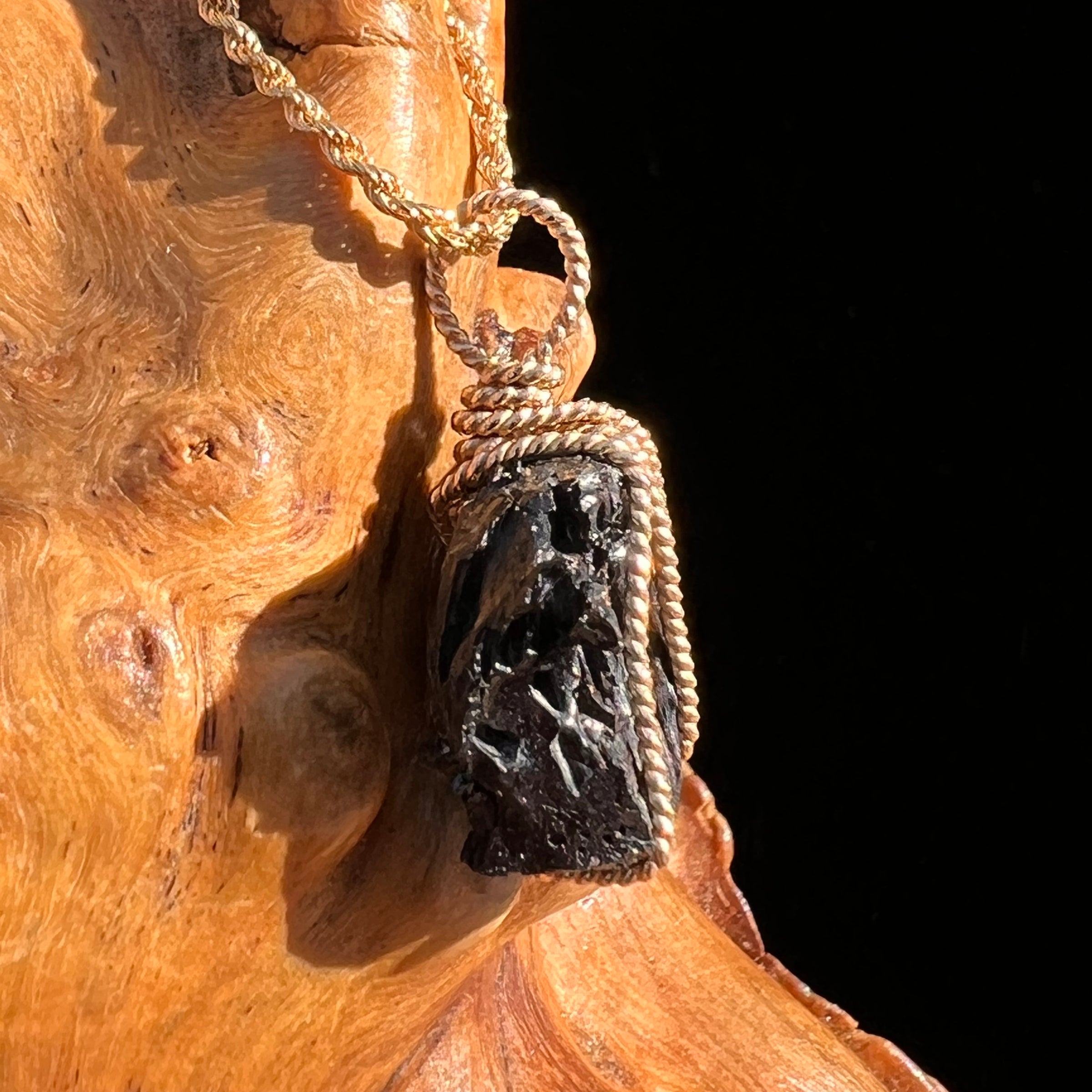 Irgizite Wire Wrapped Pendant 14k GF #8318-Moldavite Life