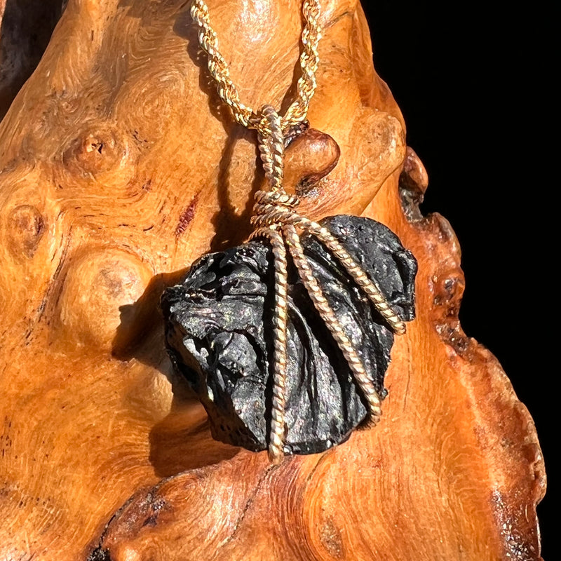 Irgizite Wire Wrapped Pendant 14k GF #8318-Moldavite Life