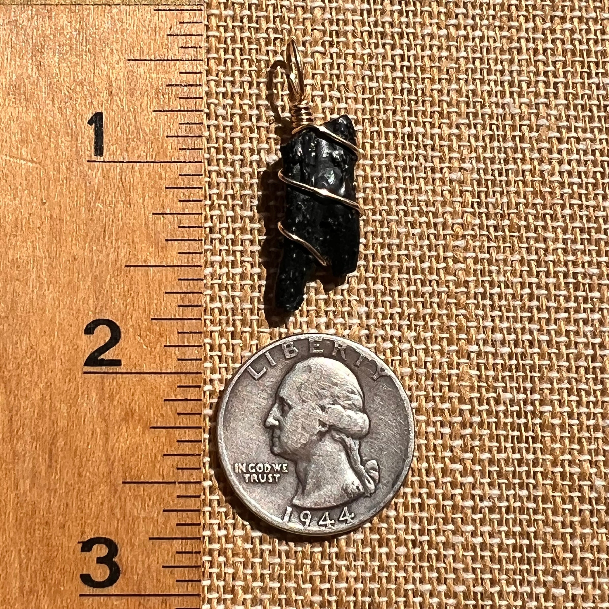 Irgizite Wire Wrapped Pendant 14k GF #8319-Moldavite Life