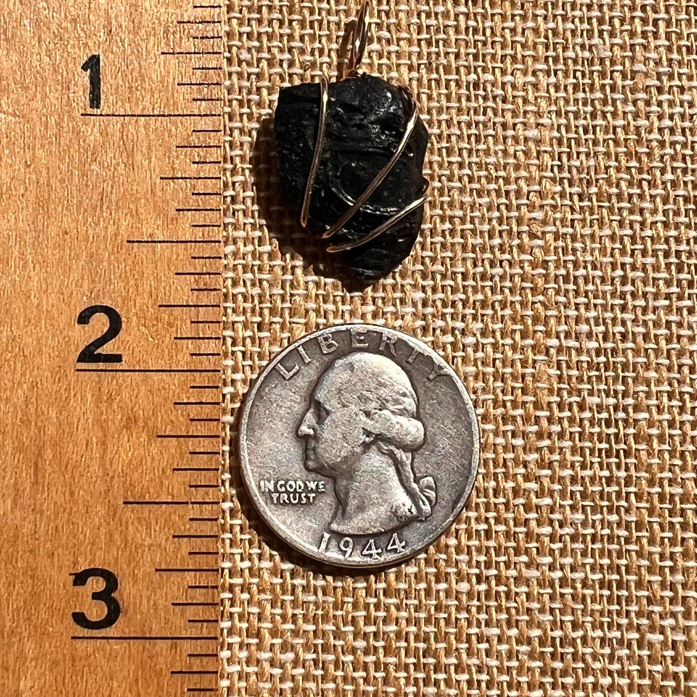 Irgizite Wire Wrapped Pendant 14k GF #8320-Moldavite Life