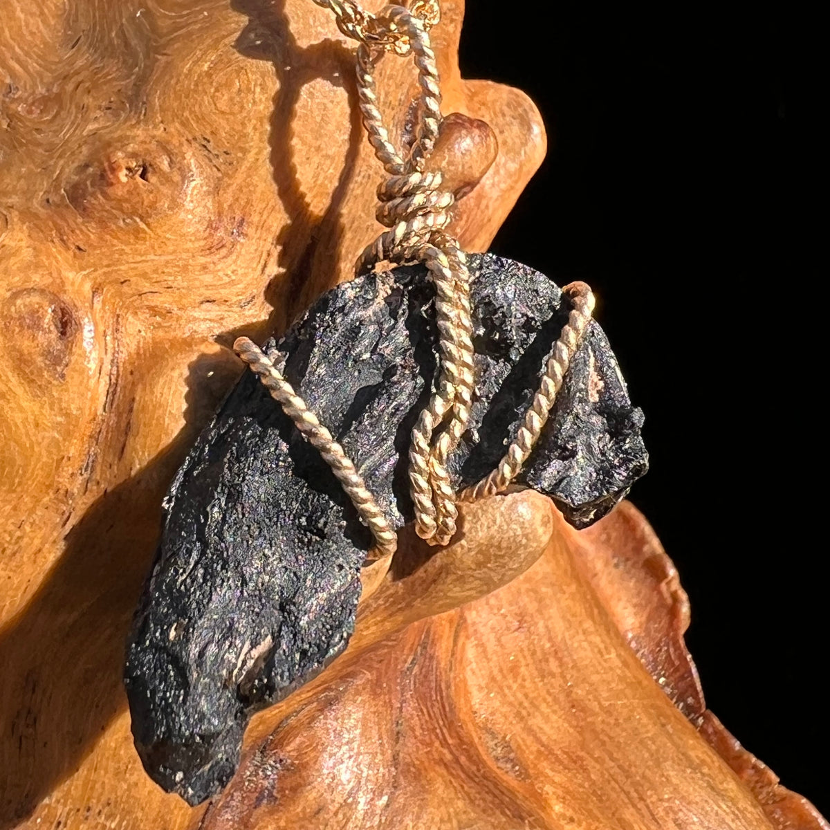 Irgizite Wire Wrapped Pendant 14k GF #8321-Moldavite Life