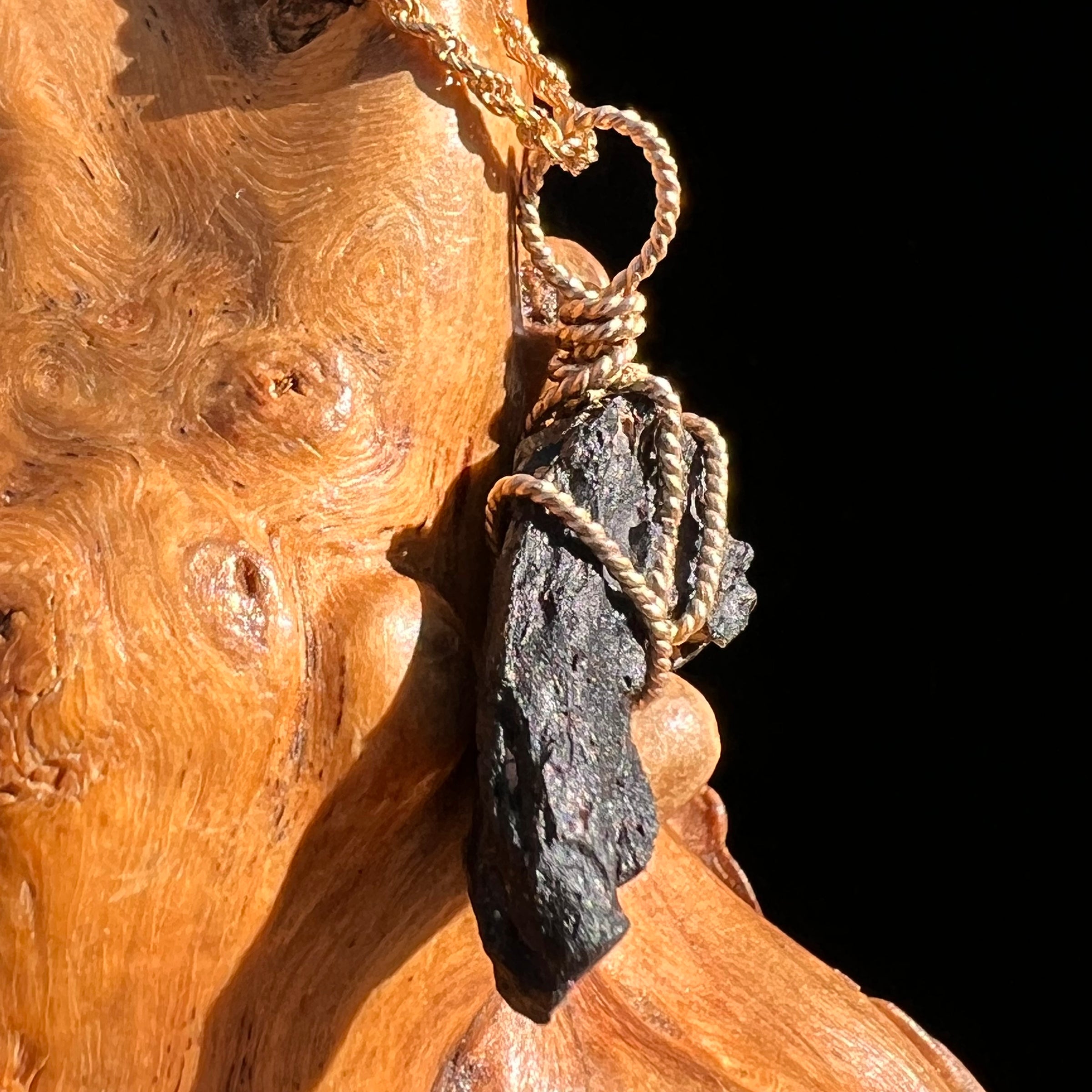 Irgizite Wire Wrapped Pendant 14k GF #8321-Moldavite Life