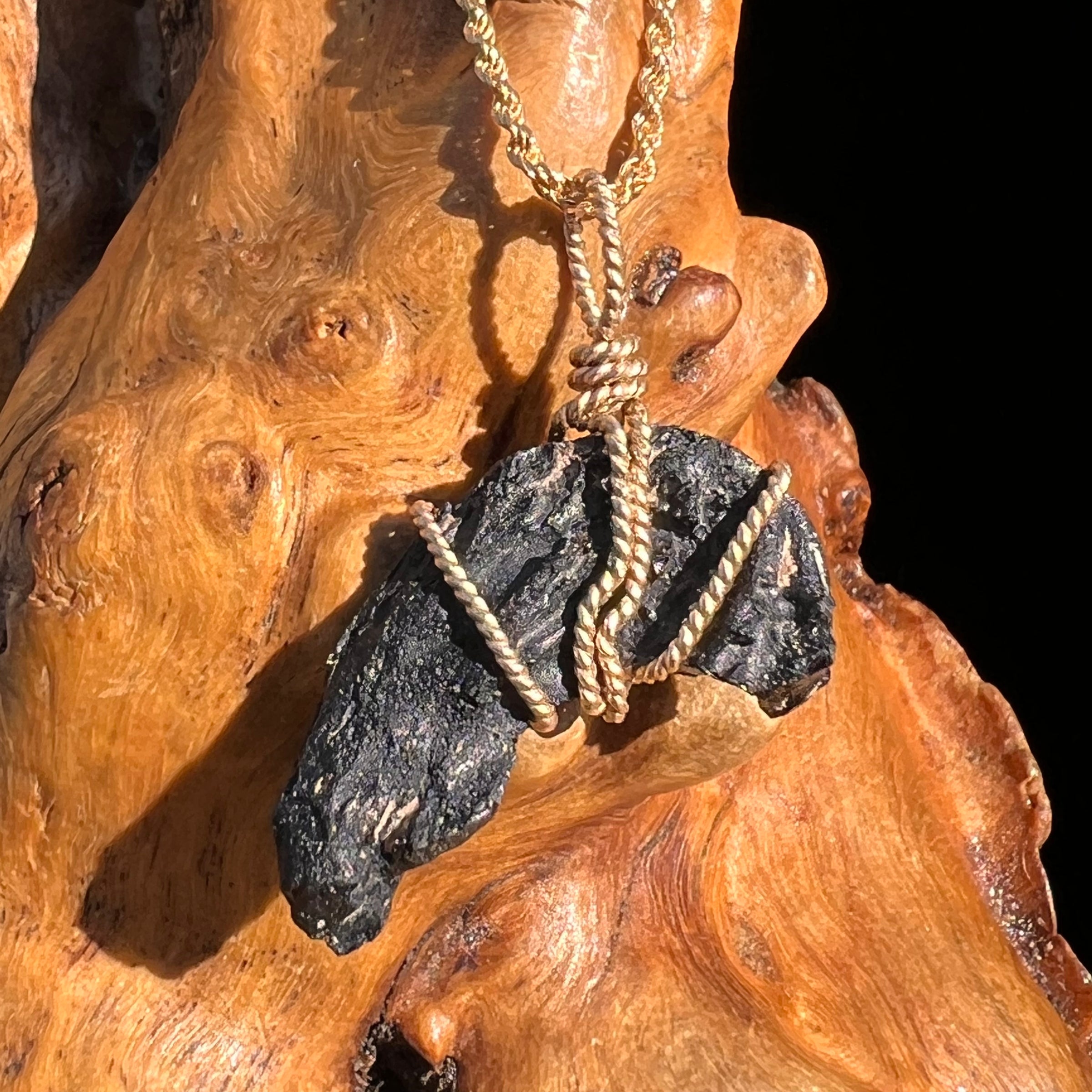 Irgizite Wire Wrapped Pendant 14k GF #8321-Moldavite Life