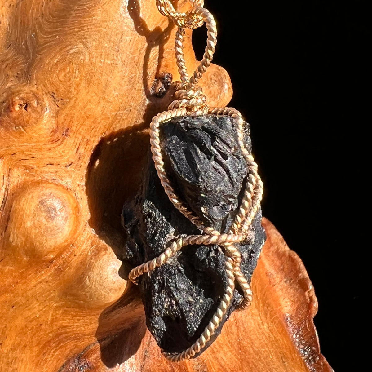 Irgizite Wire Wrapped Pendant 14k GF #8322-Moldavite Life