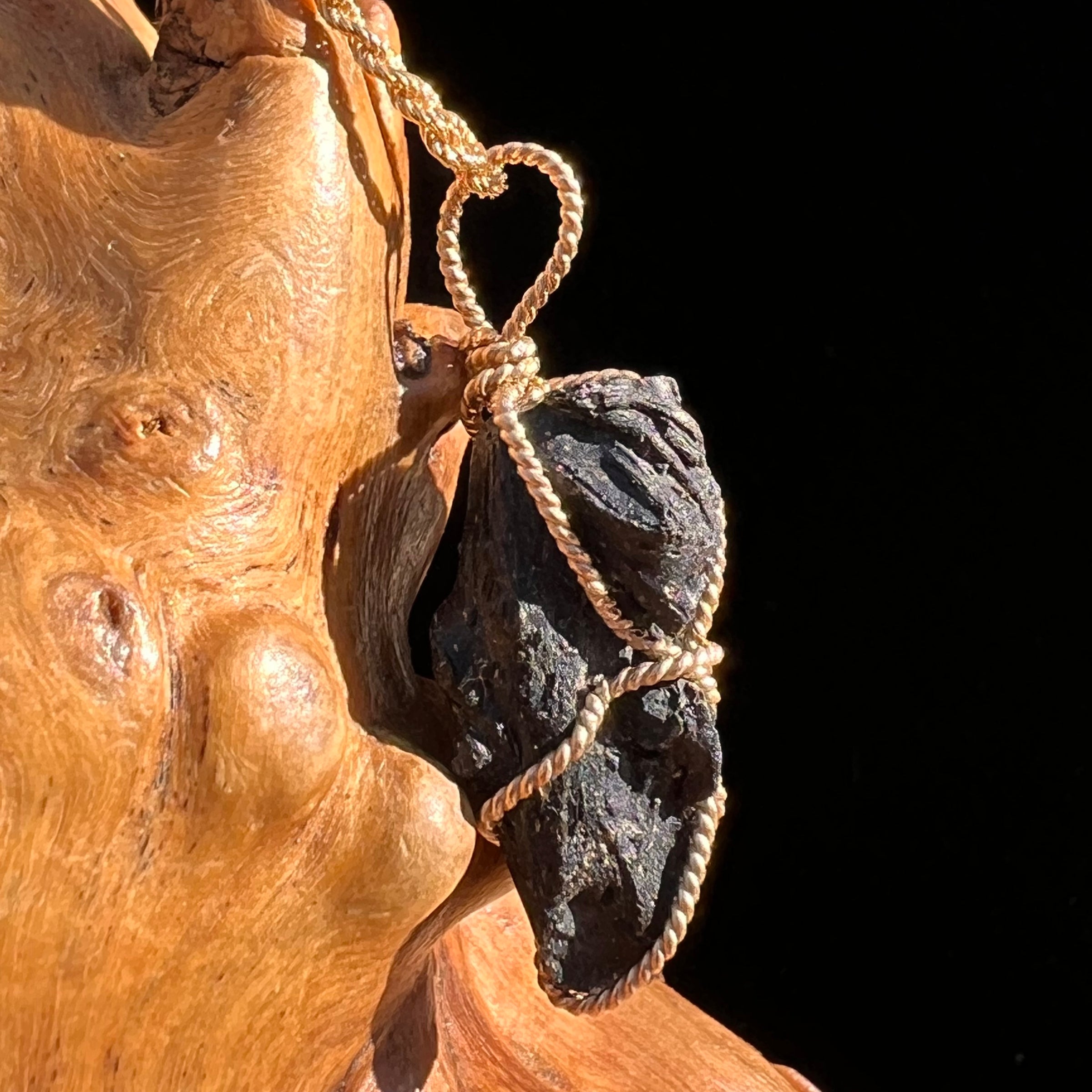 Irgizite Wire Wrapped Pendant 14k GF #8322-Moldavite Life