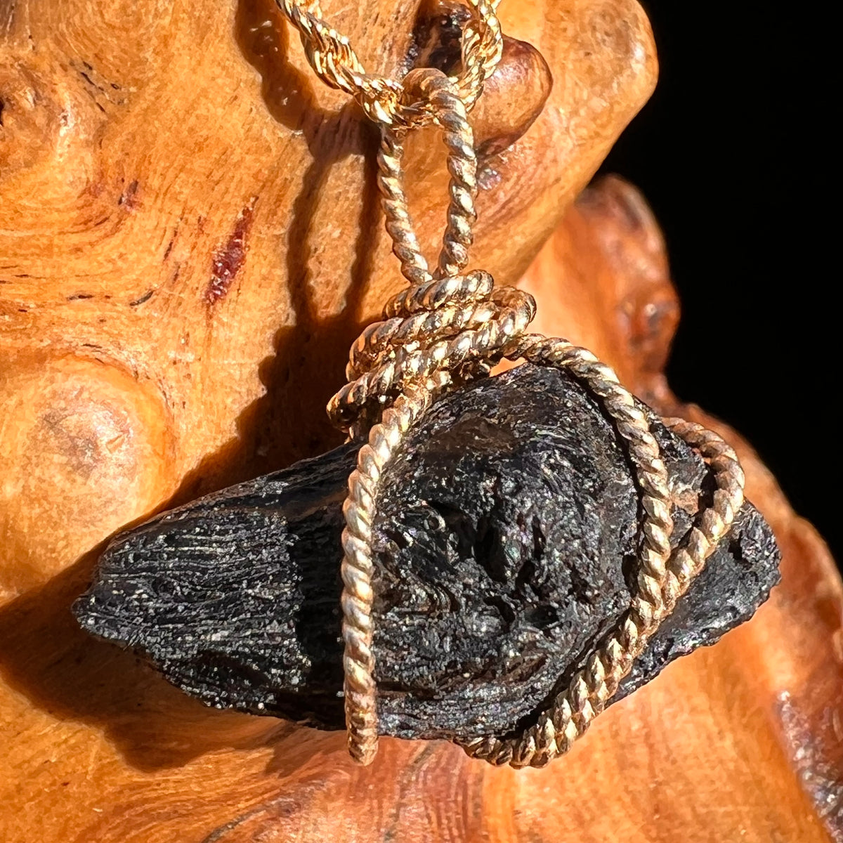Irgizite Wire Wrapped Pendant 14k GF #8323-Moldavite Life