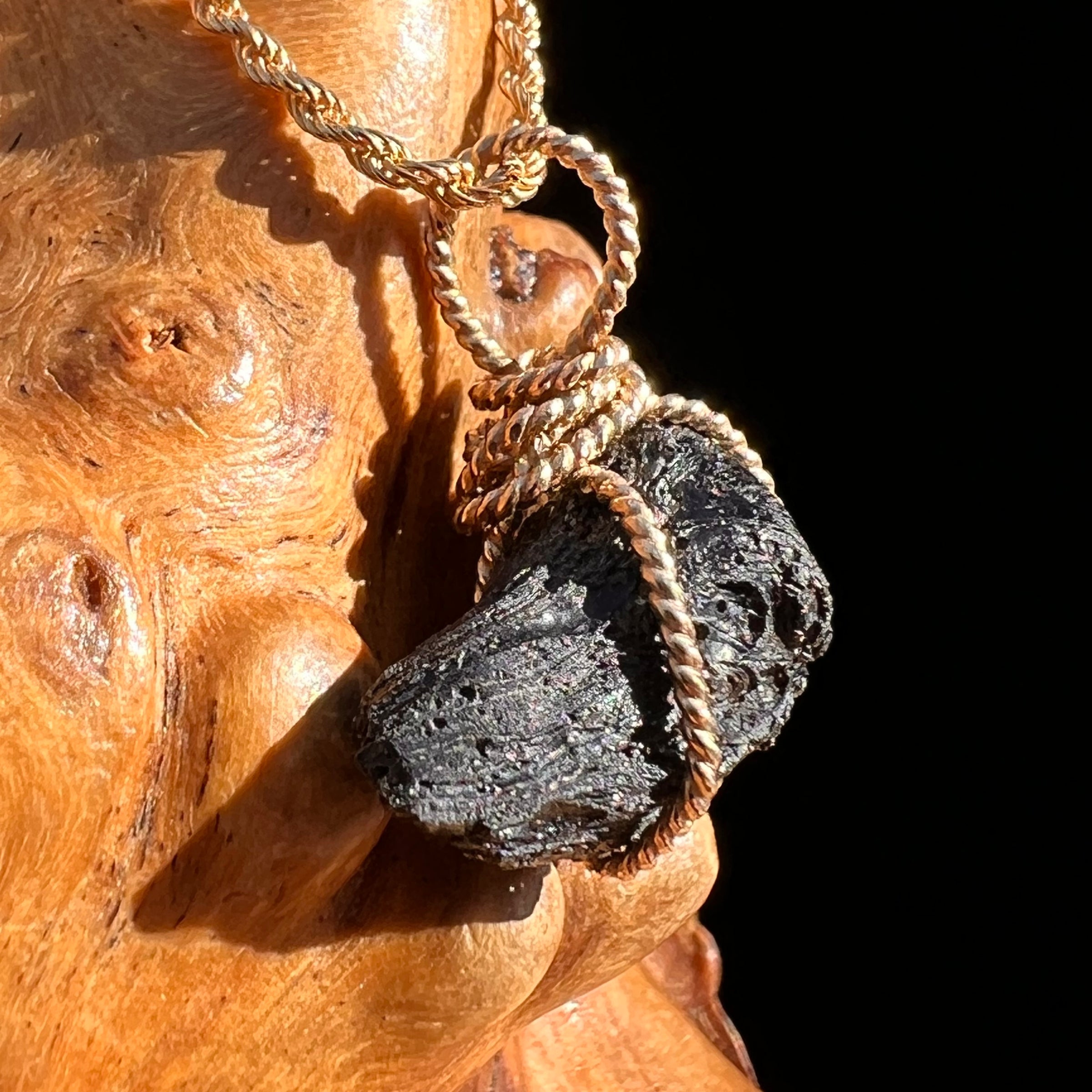Irgizite Wire Wrapped Pendant 14k GF #8323-Moldavite Life