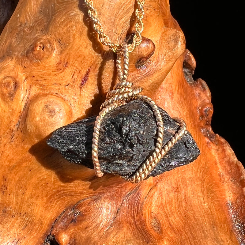 Irgizite Wire Wrapped Pendant 14k GF #8323-Moldavite Life