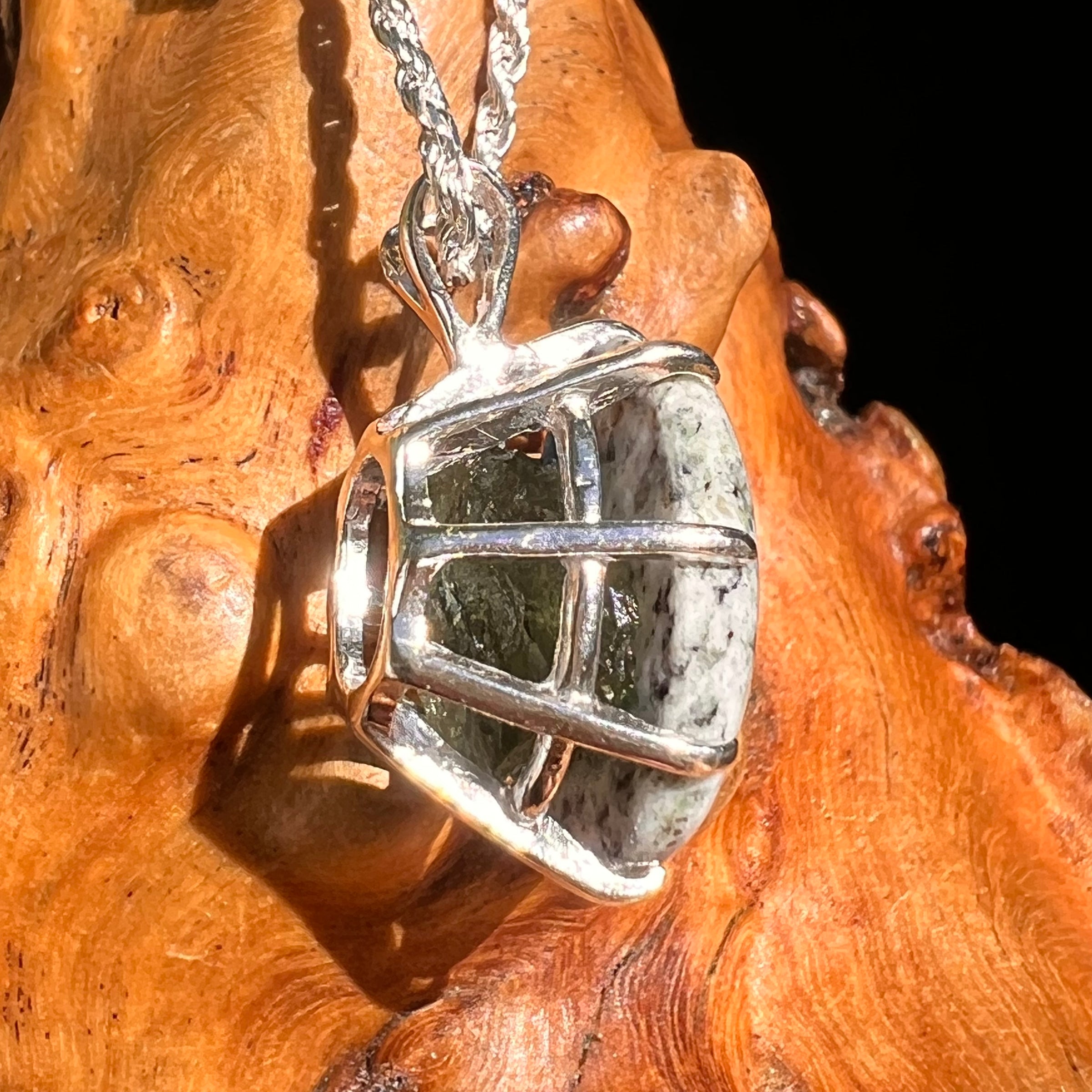 K2 & Moldavite Pendant Sterling Silver #8517-Moldavite Life