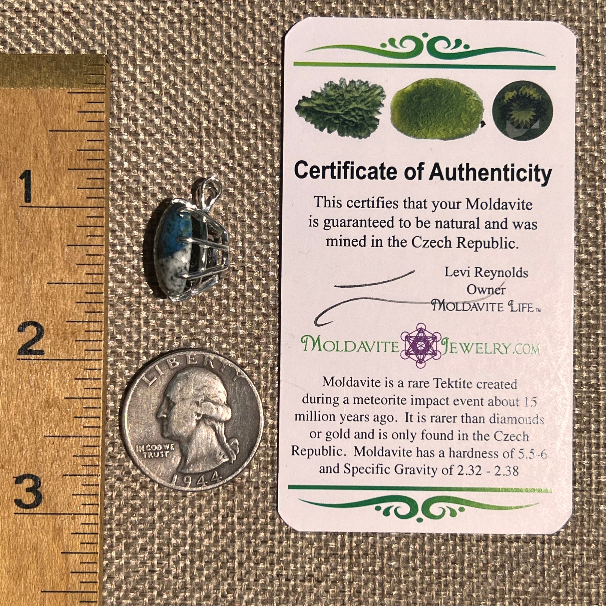 K2 & Moldavite Pendant Sterling Silver #8517-Moldavite Life