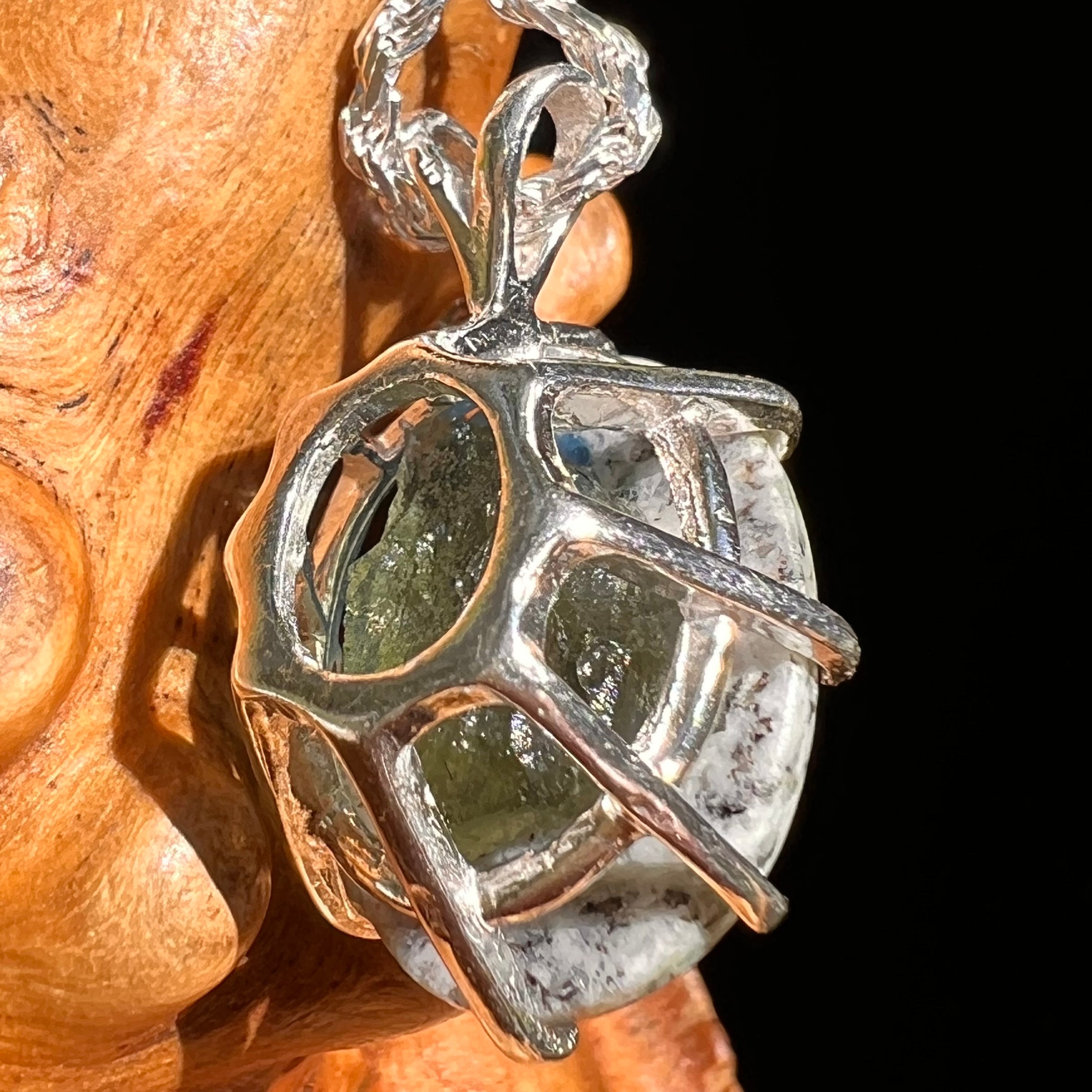 K2 & Moldavite Pendant Sterling Silver #8517-Moldavite Life