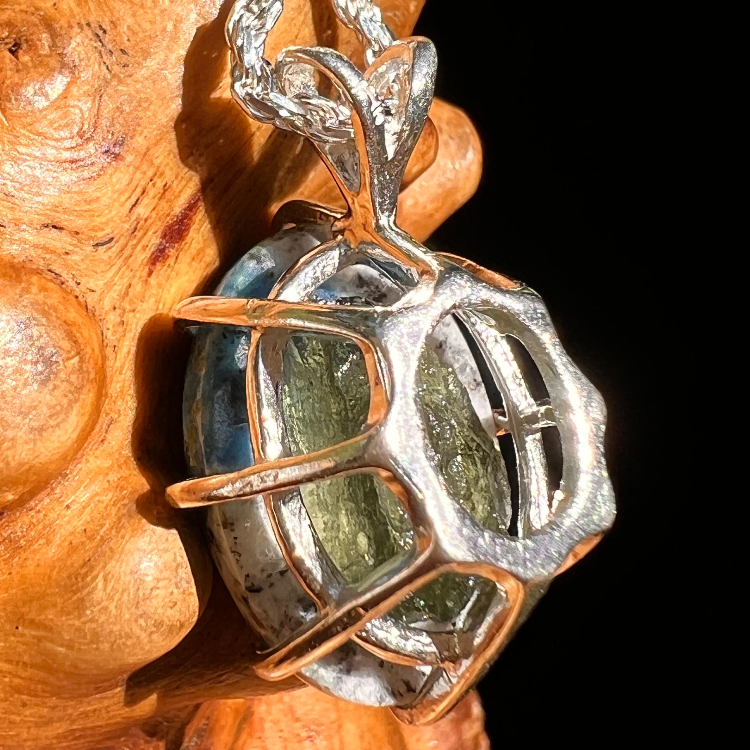 K2 & Moldavite Pendant Sterling Silver #8517-Moldavite Life