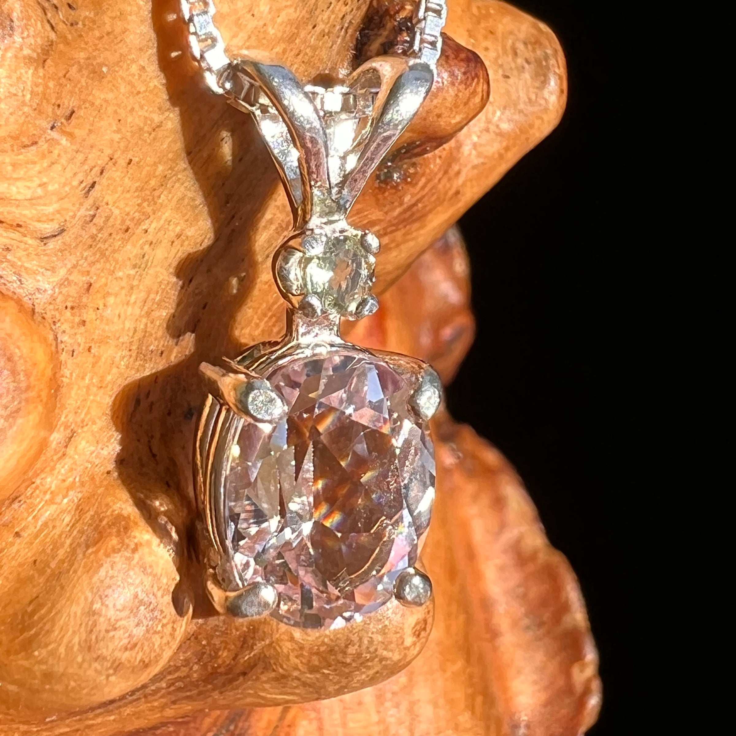 Kunzite & Moldavite Necklace Sterling Silver #6742-Moldavite Life