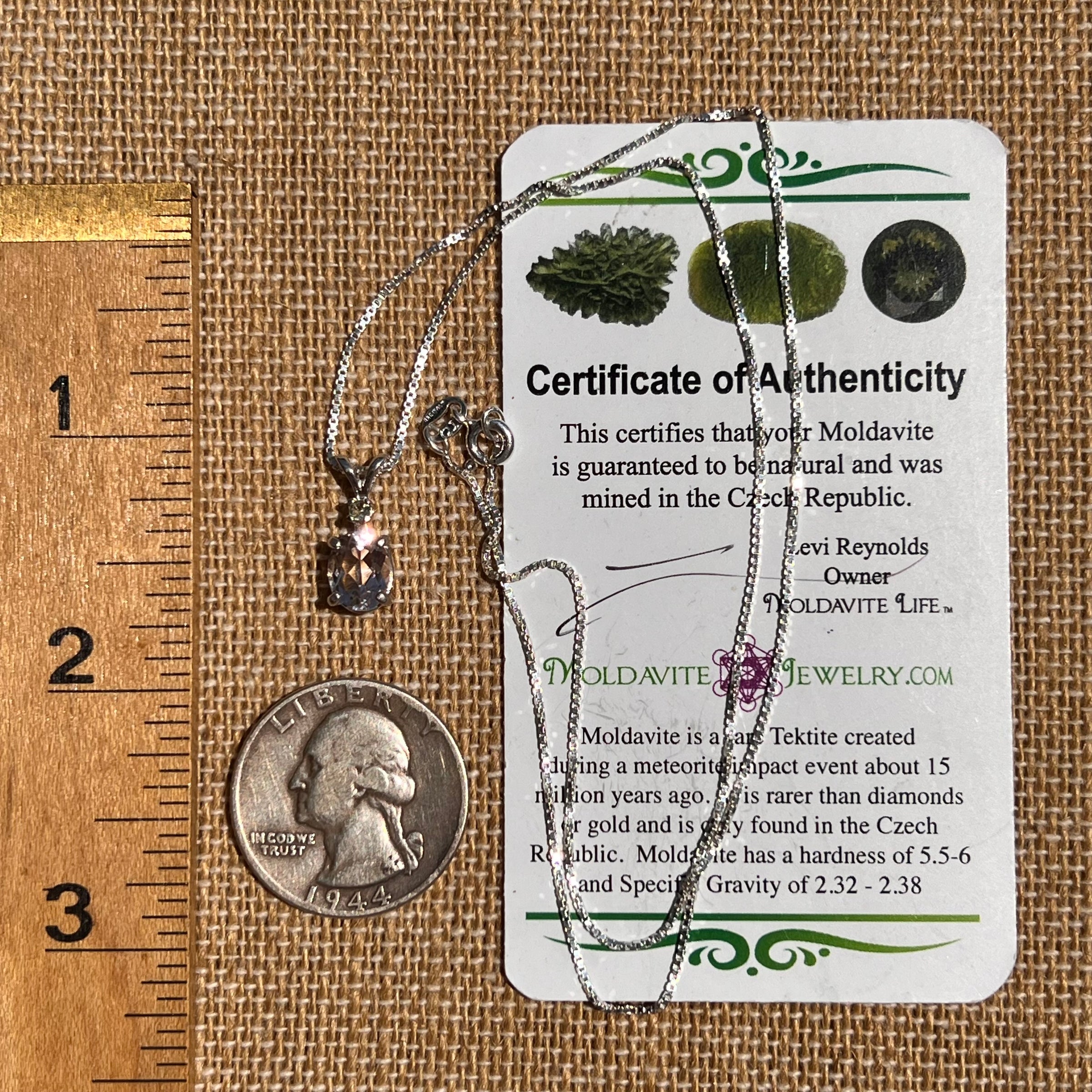 Kunzite & Moldavite Necklace Sterling Silver #6742-Moldavite Life