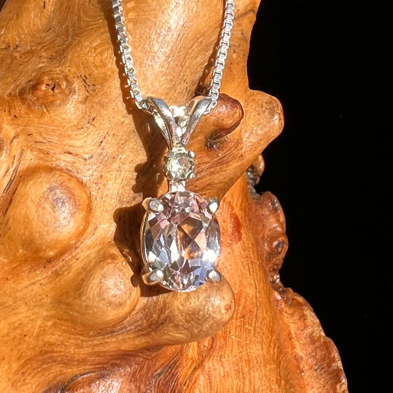 Kunzite & Moldavite Necklace Sterling Silver #6742-Moldavite Life