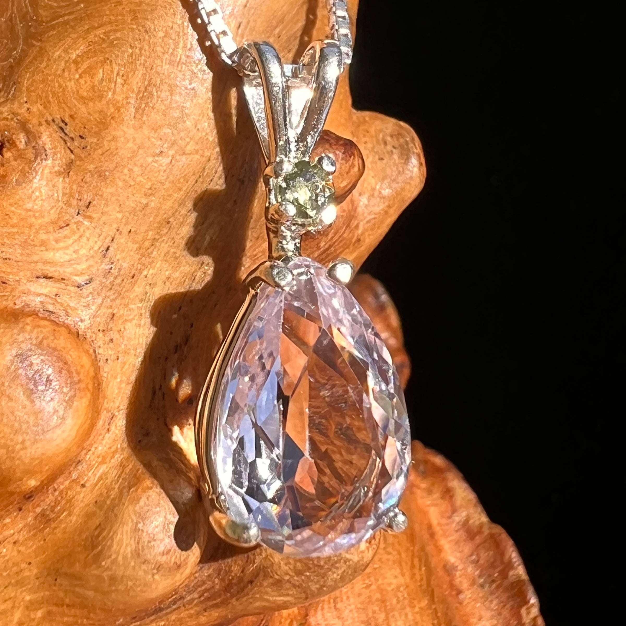 Kunzite & Moldavite Necklace Sterling Silver #6743-Moldavite Life