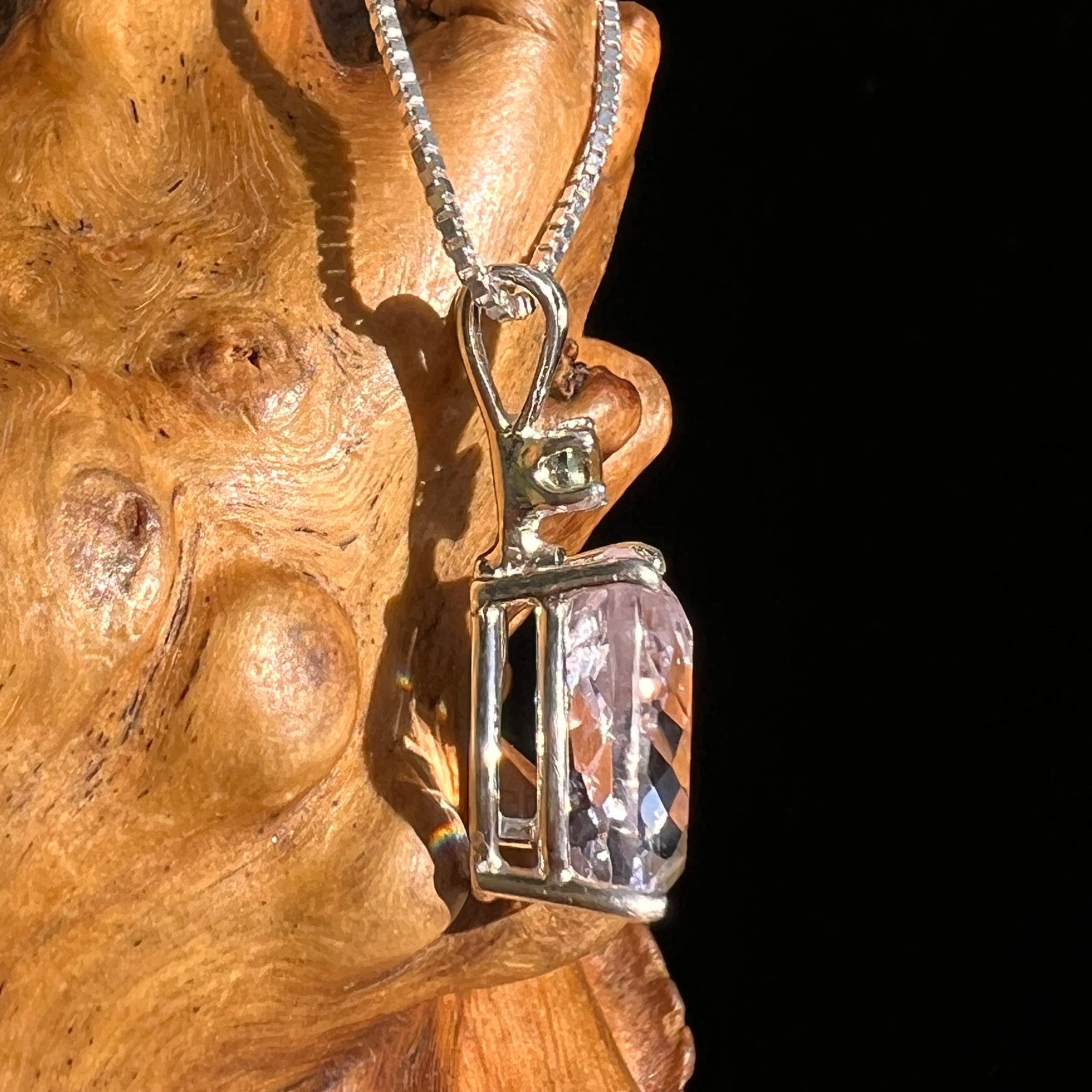 Kunzite & Moldavite Necklace Sterling Silver #6743-Moldavite Life