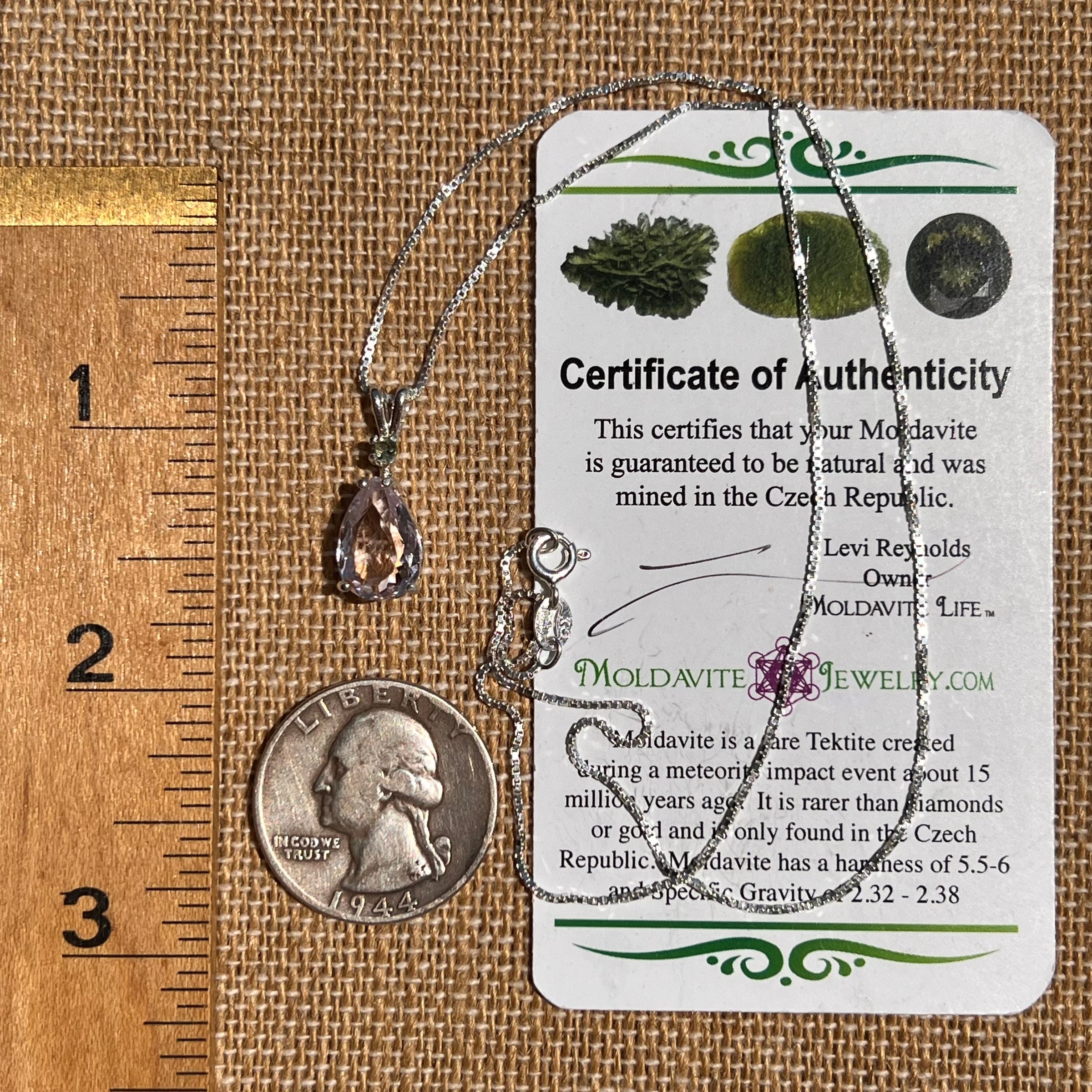 Kunzite & Moldavite Necklace Sterling Silver #6743-Moldavite Life