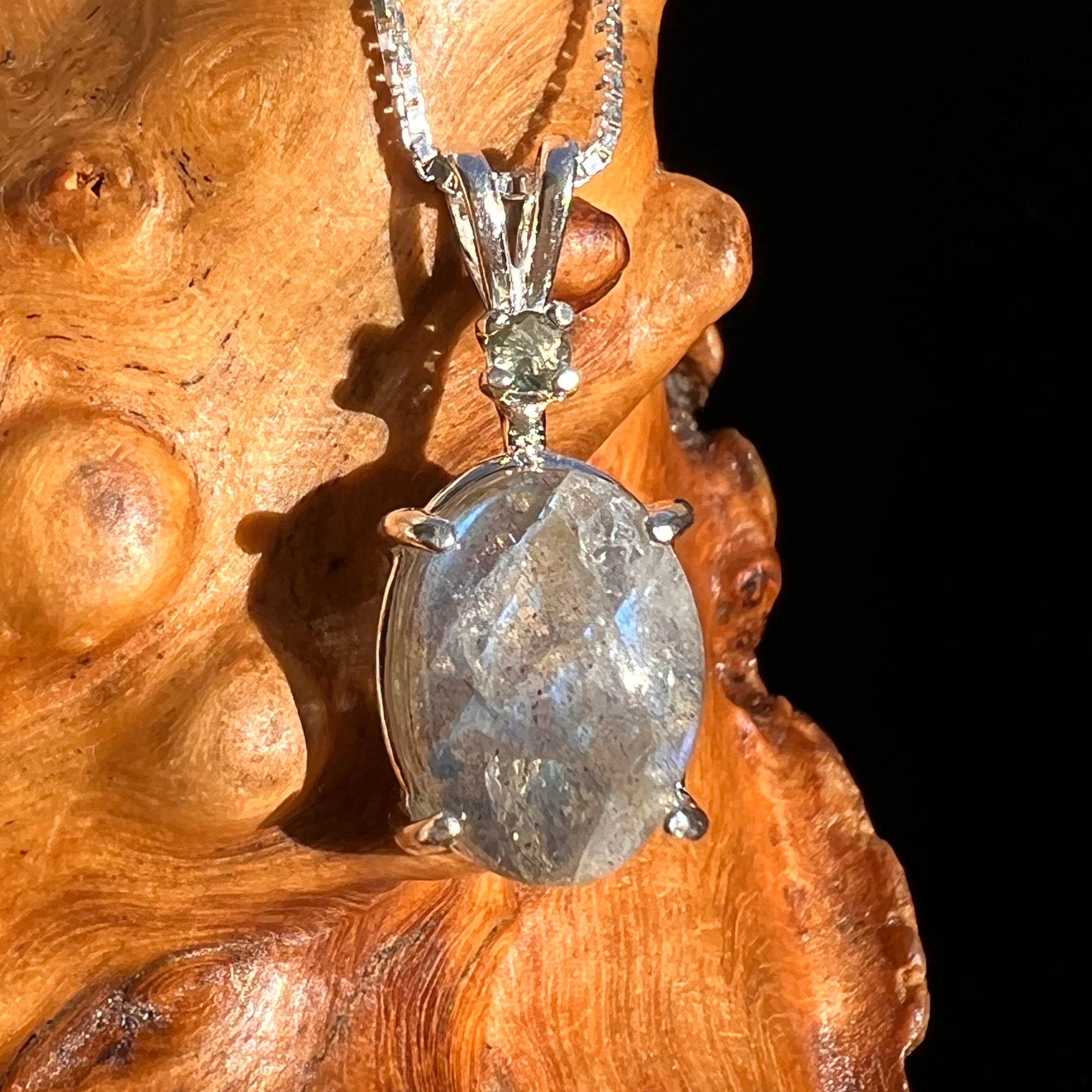 Labradorite & Moldavite Necklace Sterling Silver #6544