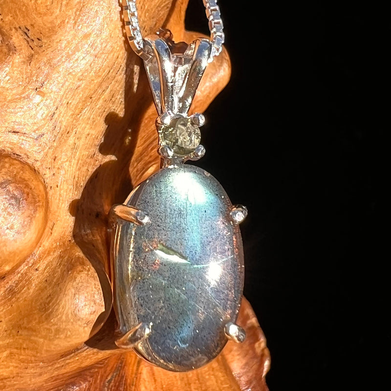 Labradorite & Moldavite Necklace Sterling Silver #6546