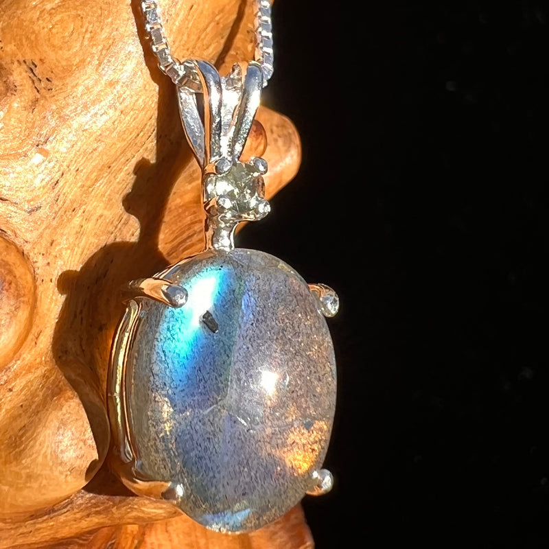 Labradorite & Moldavite Necklace Sterling Silver #6548