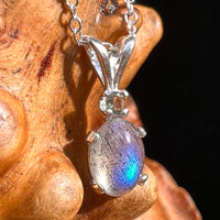 Labradorite & Moldavite Necklace Sterling Silver #8697-Moldavite Life