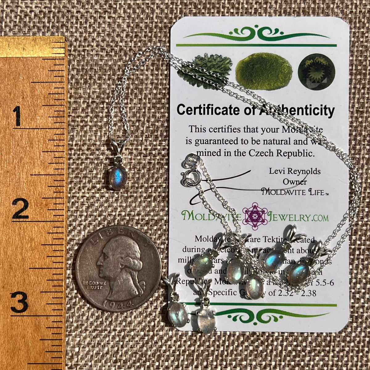 Labradorite & Moldavite Necklace Sterling Silver #8697-Moldavite Life