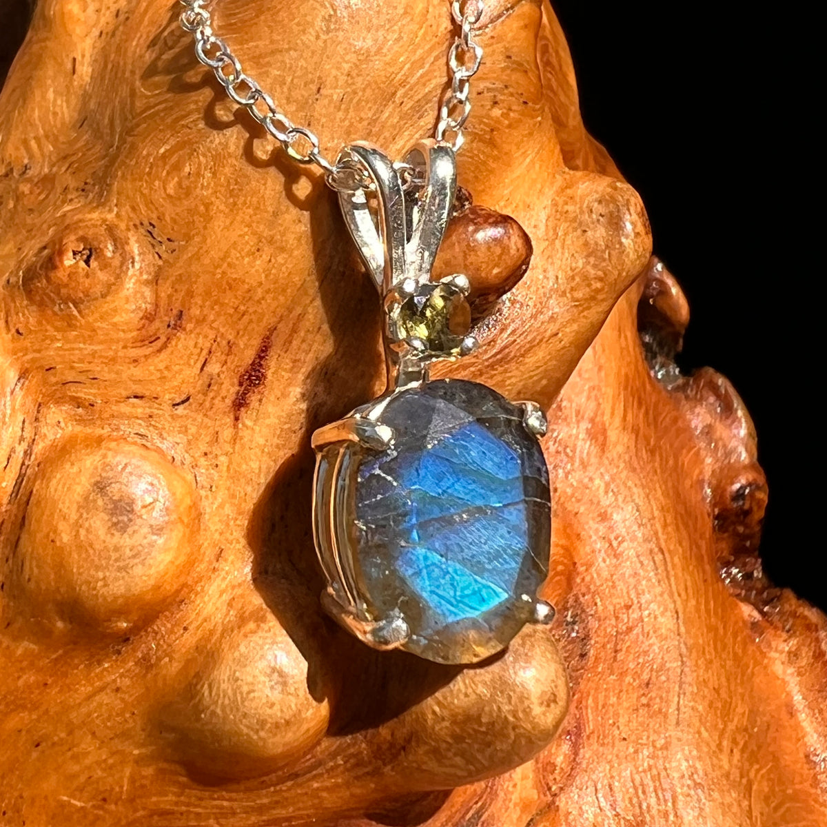 Labradorite & Moldavite Necklace Sterling Silver #8885-Moldavite Life