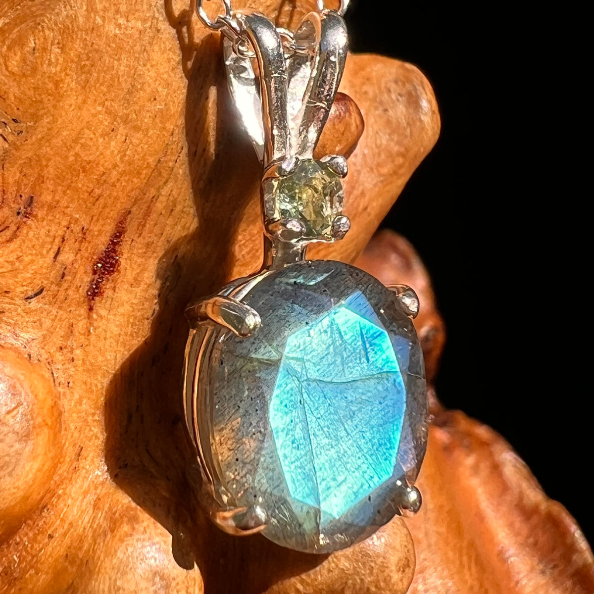Labradorite & Moldavite Necklace Sterling Silver #8886-Moldavite Life