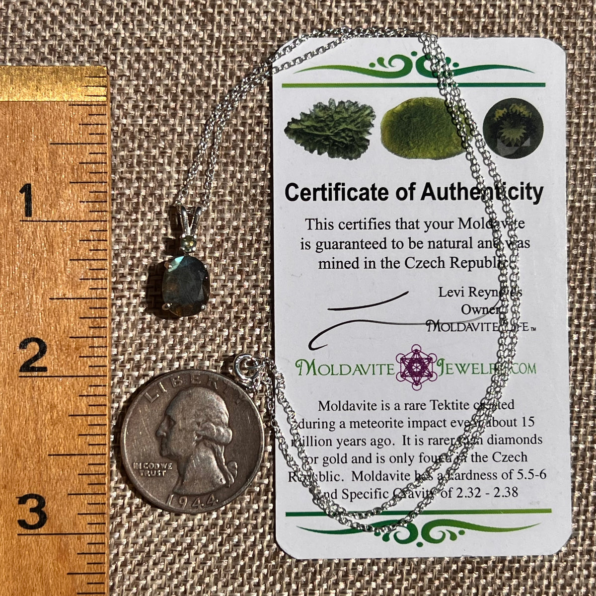 Labradorite & Moldavite Necklace Sterling Silver #8886-Moldavite Life