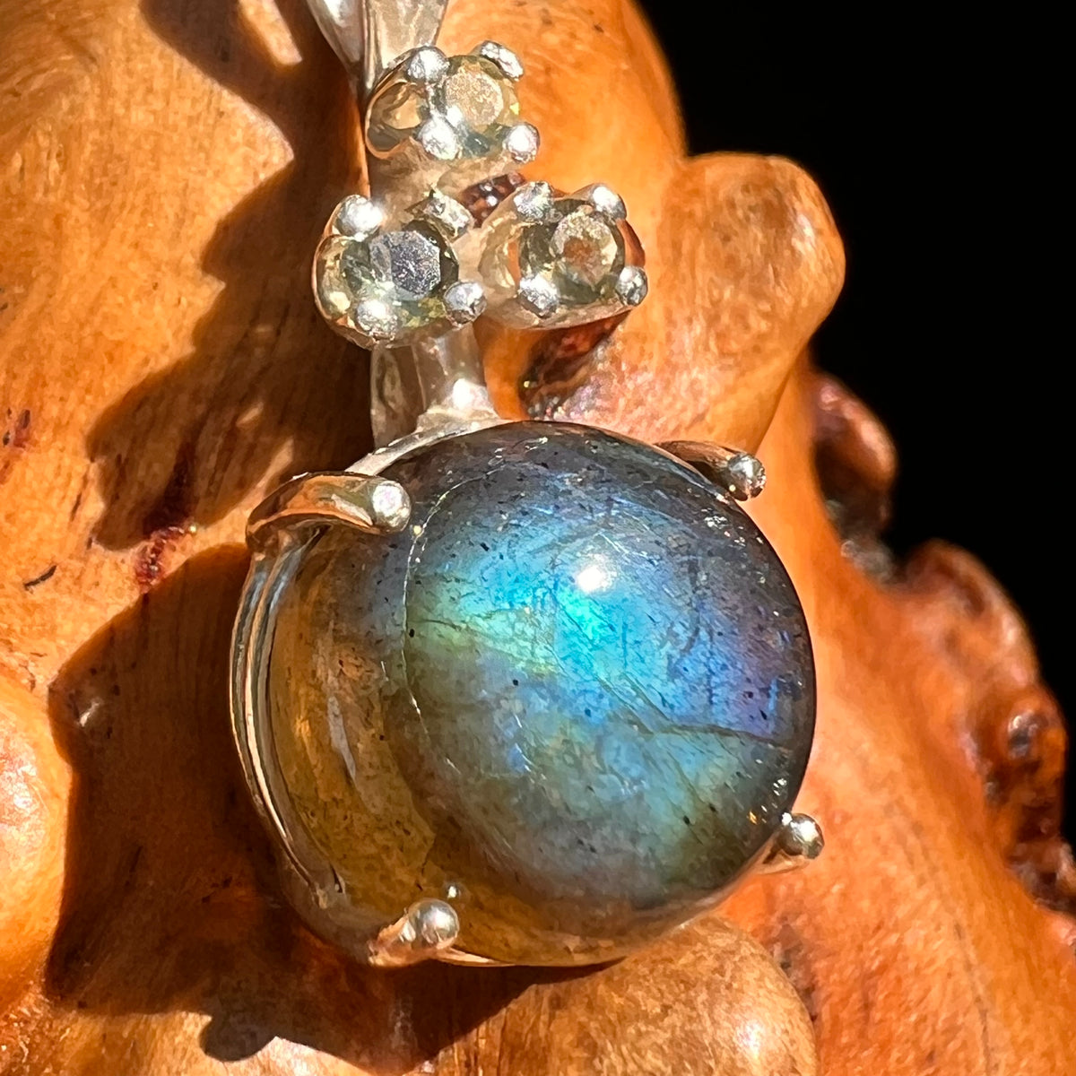 Labradorite & Moldavite Necklace Sterling Silver #8888-Moldavite Life