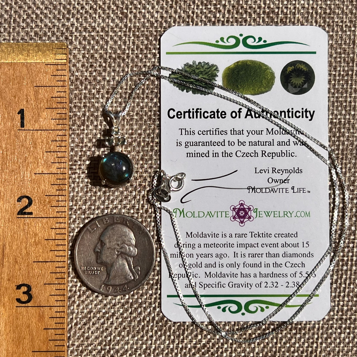 Labradorite & Moldavite Necklace Sterling Silver #8888-Moldavite Life