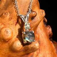 Labradorite & Moldavite Necklace Sterling Silver #8894-Moldavite Life