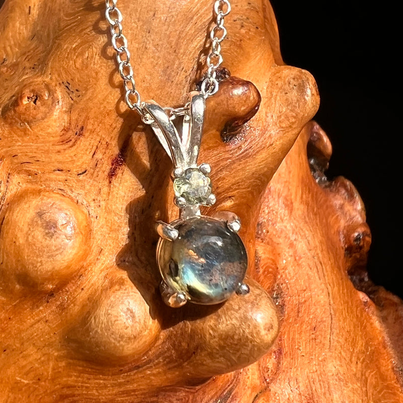 Labradorite & Moldavite Necklace Sterling Silver #8894-Moldavite Life